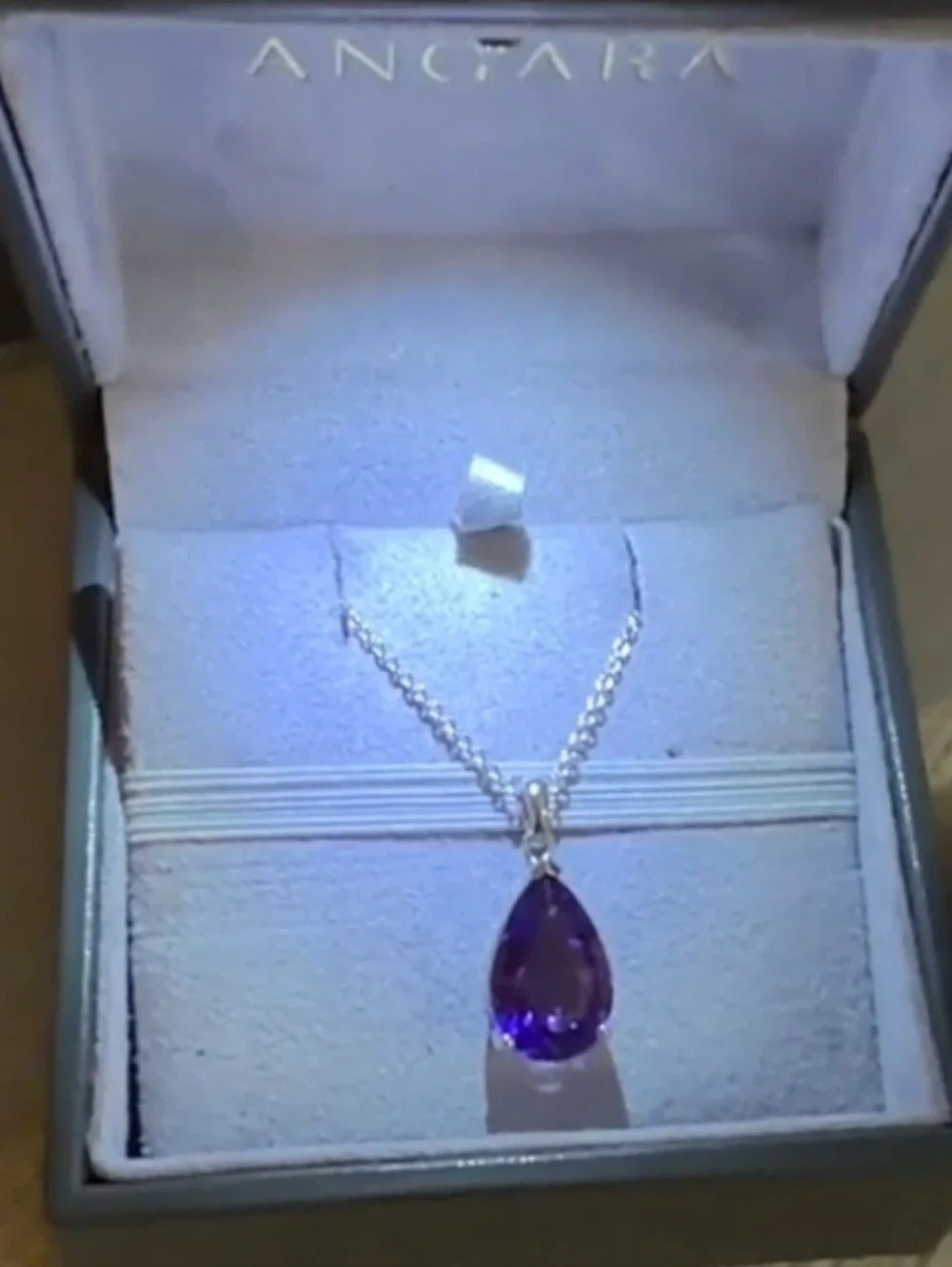 Angara Purple Teardrop Amethyst Pendant Necklace